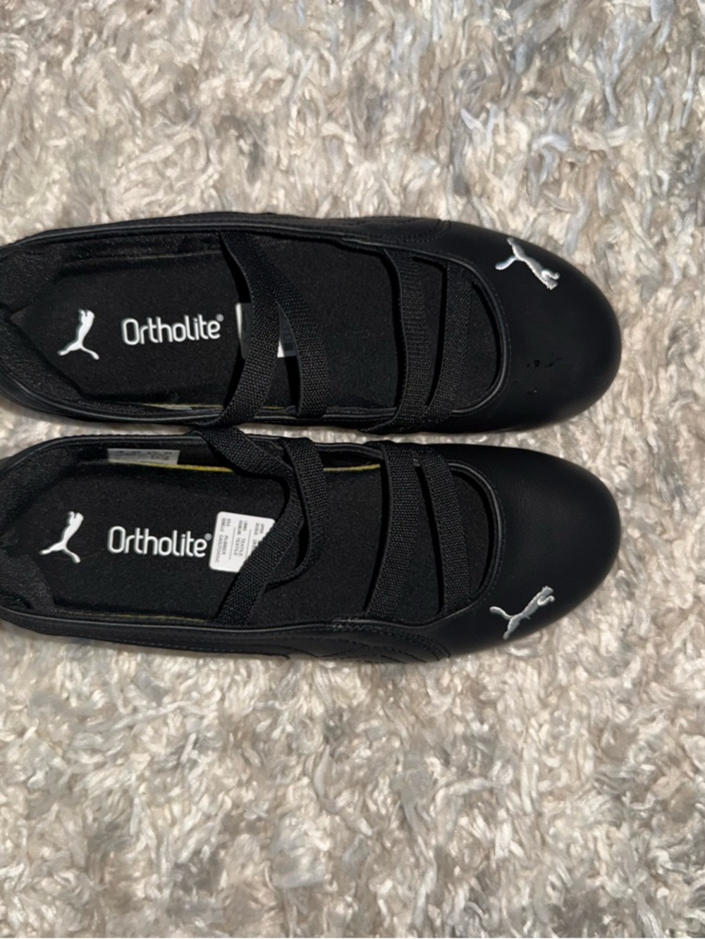 Puma Black Elastic-Strap Ballet Sneakers with White Logo - Picture 9 of 11